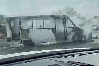 В Ростовской области загорелась маршрутка с пассажирами